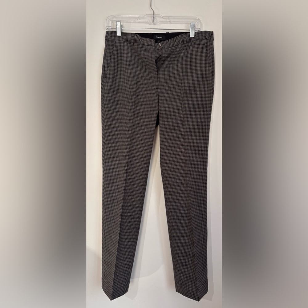 Theory Black and Gray Checkered Trousers